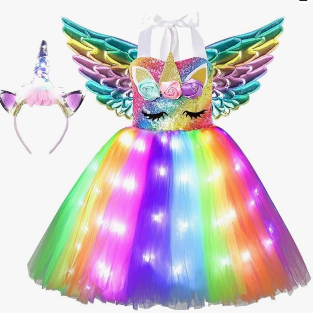 Light Up Unicorn Princess Halloween Costume - Size 7/8